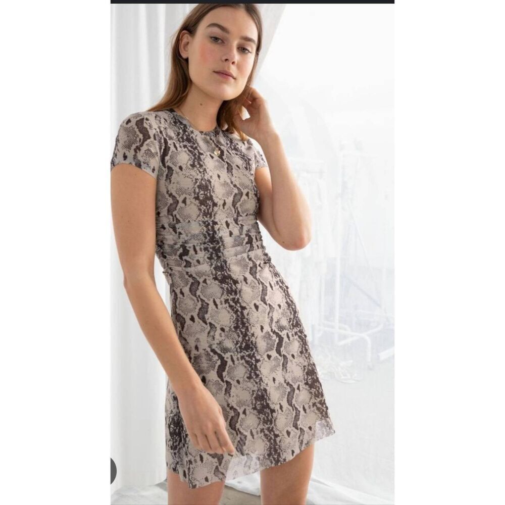 & Other Stories Stockholm Atelier Black White Snake Print Dress 10